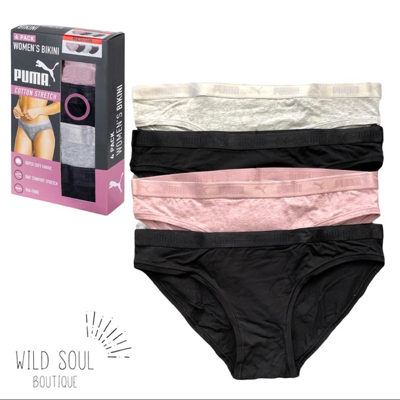 NEW PUMA 4 Pack Cotton Stretch Bikini Panties - Picture 3 of 5